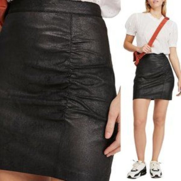 NWT Free People: Rumi Ruched Suede Mini Skirt - Picture 2 of 6